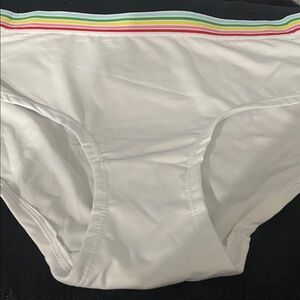 Lucky Brand White Panties with Rainbow Waistband Size L